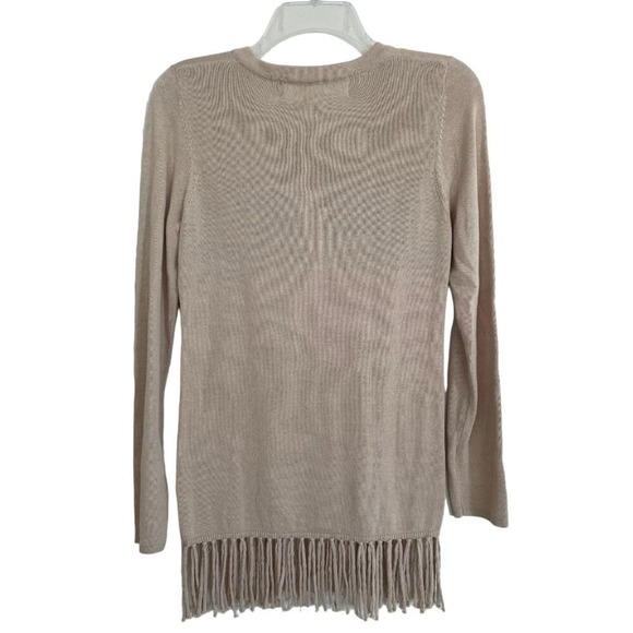 Wall Flower Vintage Collection Beige Chevron Fringe Sweater Tunic Top Boho Med - Picture 5 of 6